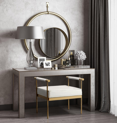 Diva White Performance Vegan Leather Bench by TOV Furniture at Eve Furniture