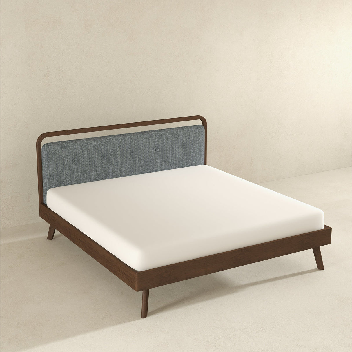 Divan Solid Wood King Bed with Fabric Upholstered Headboard by Ashcroft Imports at Eve Furniture
