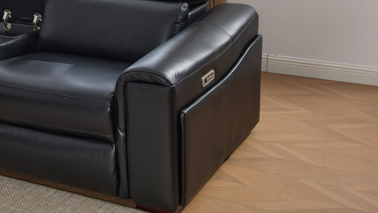 Divani Black 7-Piece Power Reclining Sectional by New Era Innovations at Eve Furniture