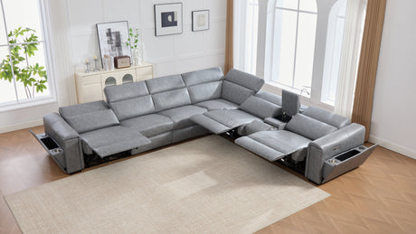Divani Grey 7-Piece Power Reclining Sectional by New Era Furniture US at Eve Furniture