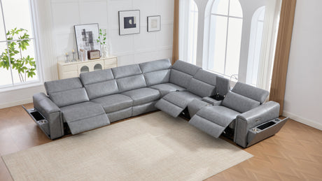 Divani Grey 7-Piece Power Reclining Sectional by New Era Furniture US at Eve Furniture