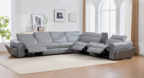 Divani Grey 7-Piece Power Reclining Sectional by New Era Furniture US at Eve Furniture