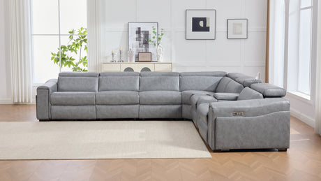 Divani Grey 7-Piece Power Reclining Sectional by New Era Innovations at Eve Furniture