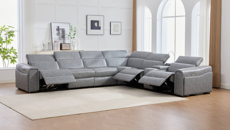 Divani Grey 7-Piece Power Reclining Sectional by New Era Innovations at Eve Furniture