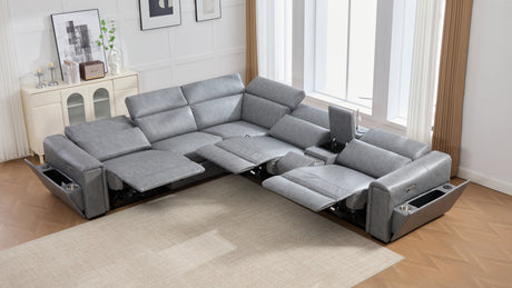 Divani Grey 7-Piece Power Reclining Sectional by New Era Innovations at Eve Furniture