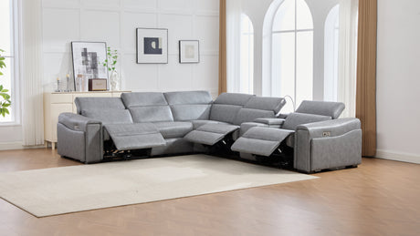 Divani Grey 7-Piece Power Reclining Sectional by New Era Innovations at Eve Furniture