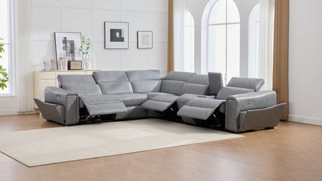 Divani Grey 7-Piece Power Reclining Sectional by New Era Innovations at Eve Furniture