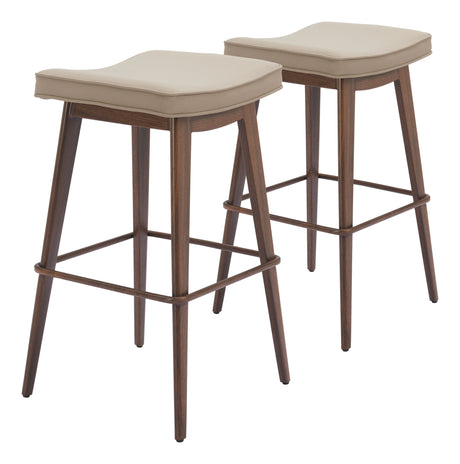 Divat Beige & Walnut Counter Stool (Set of 2) by Zuomod at Eve Furniture