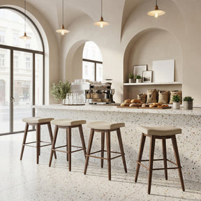 Divat Beige & Walnut Counter Stool (Set of 2) by Zuomod at Eve Furniture