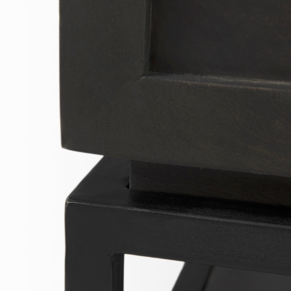 Divina Black-Brown Wood w/ White Marble Top and Black Metal Base 1 Drawer Side Table by Mercana at Eve Furniture
