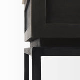 Divina Black-Brown Wood w/ White Marble Top and Black Metal Base 1 Drawer Side Table by Mercana at Eve Furniture