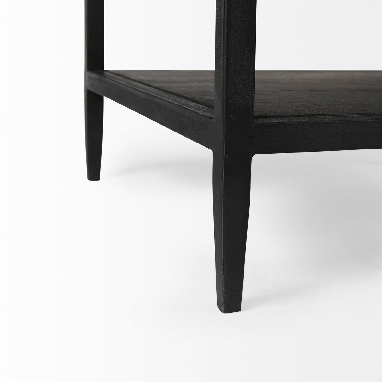 Divina Black-Brown Wood w/ White Marble Top and Black Metal Base 1 Drawer Side Table by Mercana at Eve Furniture