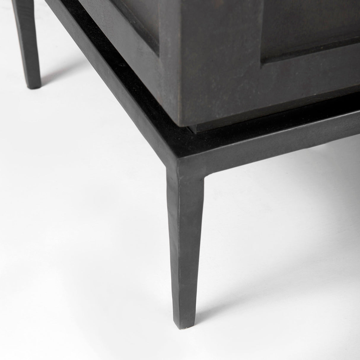 Divina Black-Brown Wood w/ White Marble Top and Black Metal Base Accent Cabinet by Mercana at Eve Furniture