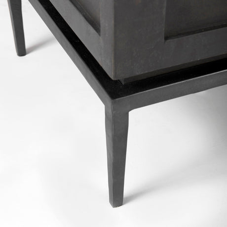 Divina Black-Brown Wood w/ White Marble Top and Black Metal Base Accent Cabinet by Mercana at Eve Furniture