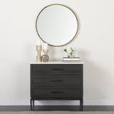 Divina Black-Brown Wood w/ White Marble Top and Black Metal Base Accent Cabinet by Mercana at Eve Furniture