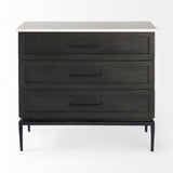 Divina Black-Brown Wood w/ White Marble Top and Black Metal Base Accent Cabinet by Mercana at Eve Furniture