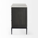 Divina Black-Brown Wood w/ White Marble Top and Black Metal Base Accent Cabinet by Mercana at Eve Furniture