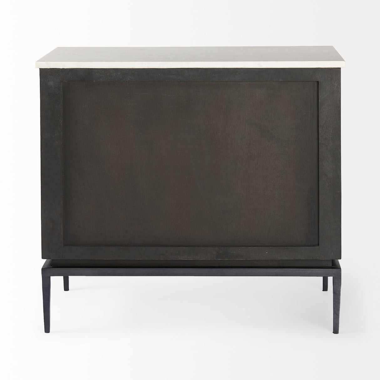 Divina Black-Brown Wood w/ White Marble Top and Black Metal Base Accent Cabinet by Mercana at Eve Furniture