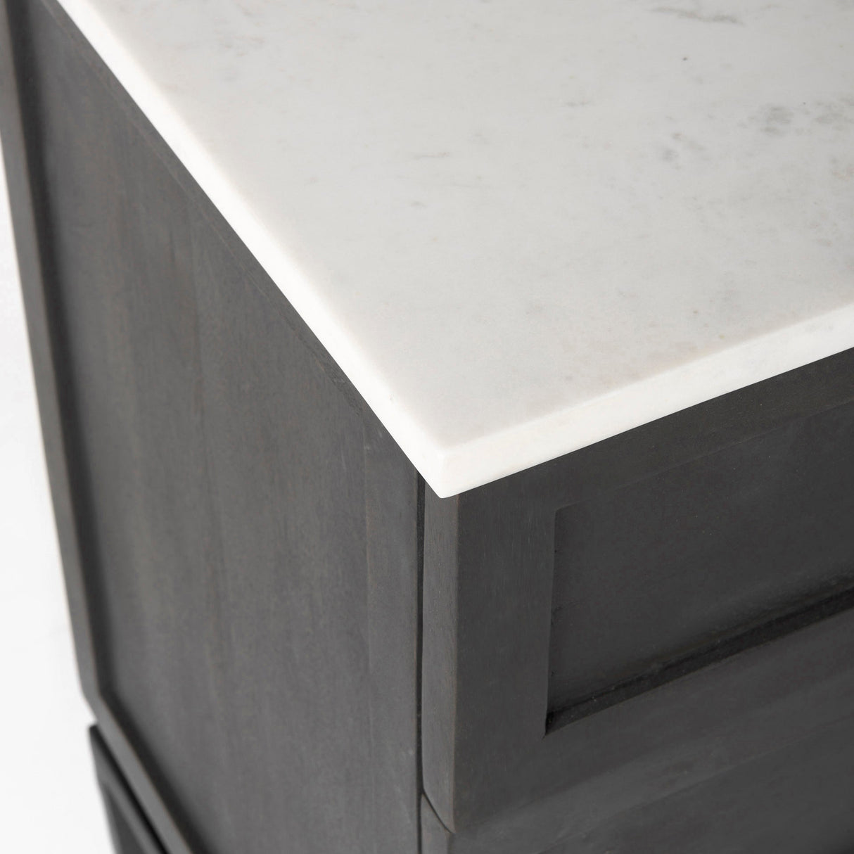 Divina Black-Brown Wood w/ White Marble Top and Black Metal Base Accent Cabinet by Mercana at Eve Furniture