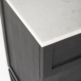 Divina Black-Brown Wood w/ White Marble Top and Black Metal Base Accent Cabinet by Mercana at Eve Furniture