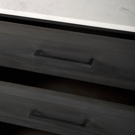 Divina Black-Brown Wood w/ White Marble Top and Black Metal Base Accent Cabinet by Mercana at Eve Furniture