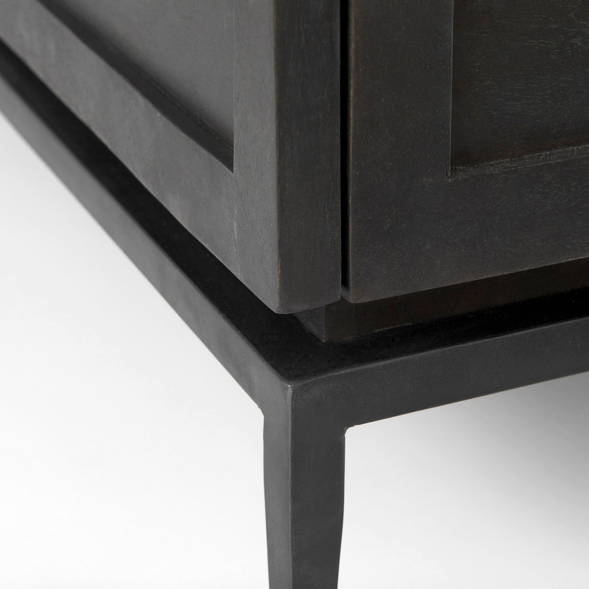Divina Black-Brown Wood w/ White Marble Top and Black Metal Base Accent Cabinet by Mercana at Eve Furniture
