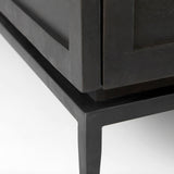 Divina Black-Brown Wood w/ White Marble Top and Black Metal Base Accent Cabinet by Mercana at Eve Furniture