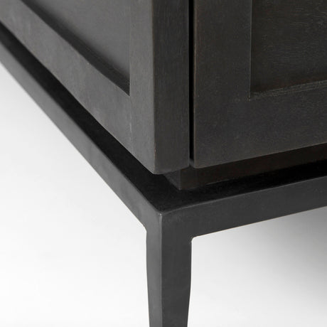 Divina Black-Brown Wood w/ White Marble Top and Black Metal Base Accent Cabinet by Mercana at Eve Furniture