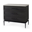Divina Black-Brown Wood w/ White Marble Top and Black Metal Base Accent Cabinet by Mercana at Eve Furniture