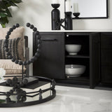 Divina Black-Brown Wood w/ White Marble Top and Black Metal Base Sideboard by Mercana at Eve Furniture