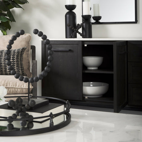 Divina Black-Brown Wood w/ White Marble Top and Black Metal Base Sideboard by Mercana at Eve Furniture