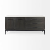 Divina Black-Brown Wood w/ White Marble Top and Black Metal Base Sideboard by Mercana at Eve Furniture
