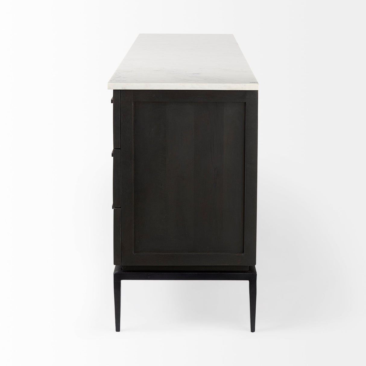 Divina Black-Brown Wood w/ White Marble Top and Black Metal Base Sideboard by Mercana at Eve Furniture