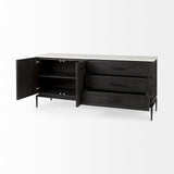Divina Black-Brown Wood w/ White Marble Top and Black Metal Base Sideboard by Mercana at Eve Furniture
