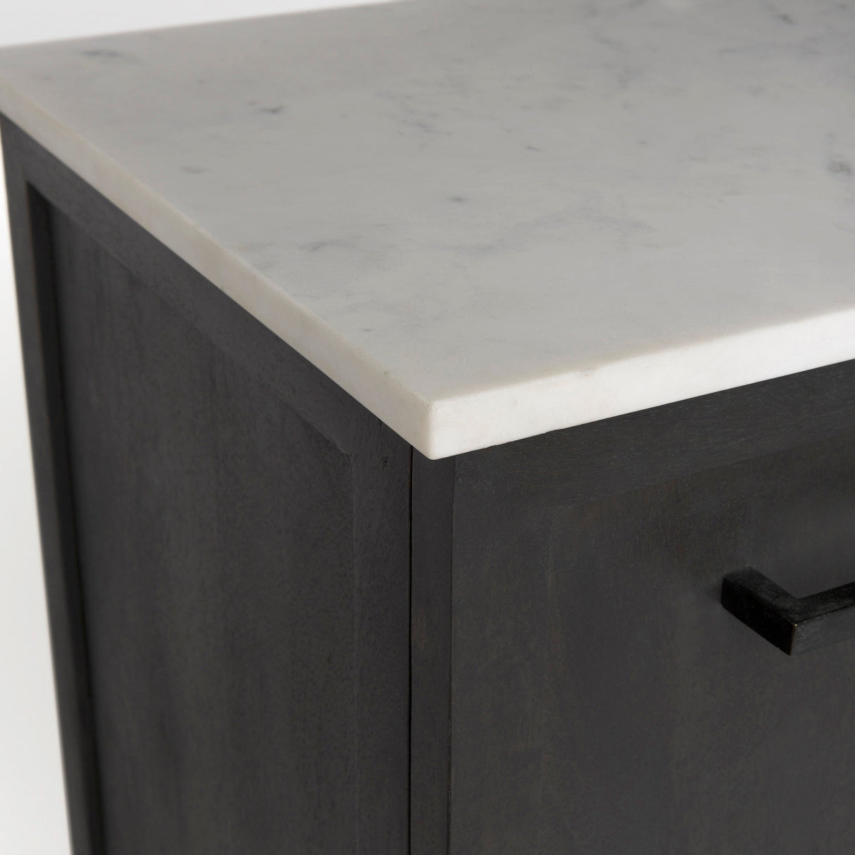 Divina Black-Brown Wood w/ White Marble Top and Black Metal Base Sideboard by Mercana at Eve Furniture