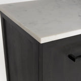 Divina Black-Brown Wood w/ White Marble Top and Black Metal Base Sideboard by Mercana at Eve Furniture