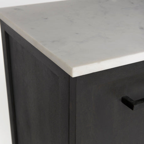 Divina Black-Brown Wood w/ White Marble Top and Black Metal Base Sideboard by Mercana at Eve Furniture