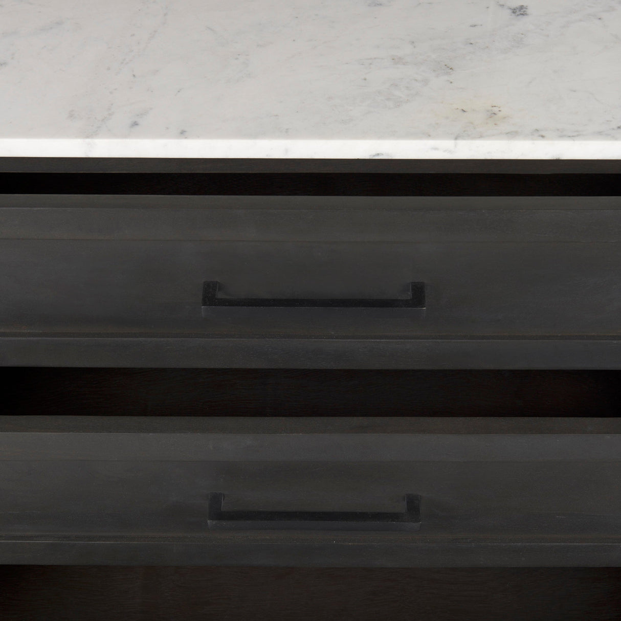 Divina Black-Brown Wood w/ White Marble Top and Black Metal Base Sideboard by Mercana at Eve Furniture