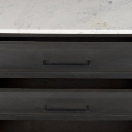 Divina Black-Brown Wood w/ White Marble Top and Black Metal Base Sideboard by Mercana at Eve Furniture