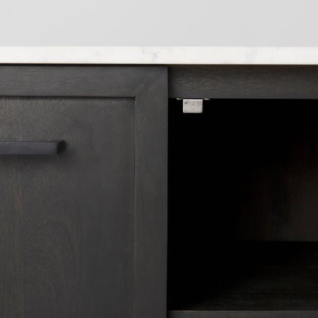 Divina Black-Brown Wood w/ White Marble Top and Black Metal Base Sideboard by Mercana at Eve Furniture