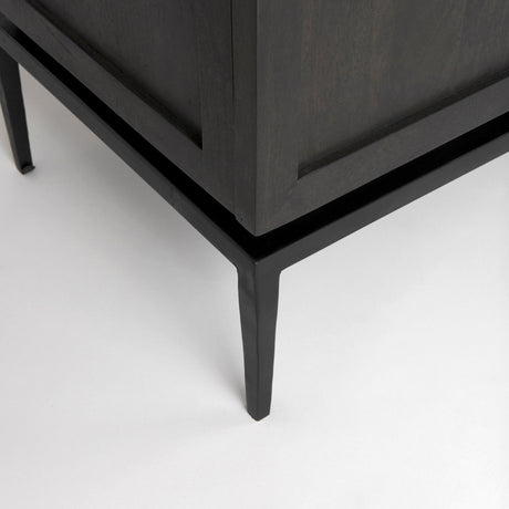 Divina Black-Brown Wood w/ White Marble Top and Black Metal Base Sideboard by Mercana at Eve Furniture