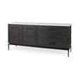 Divina Black-Brown Wood w/ White Marble Top and Black Metal Base Sideboard by Mercana at Eve Furniture