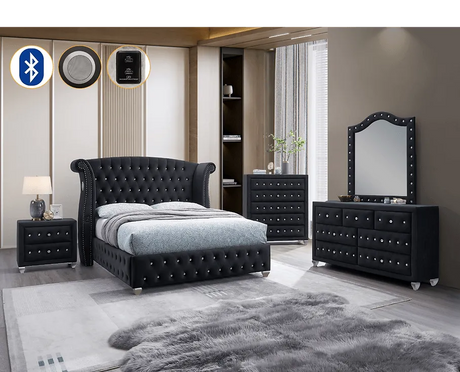 Divina Black Platform Bedroom Set by New Era Innovations at Eve Furniture