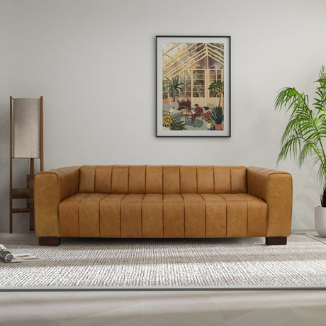 Dixon Waxy Tan Leather Sofa by Ashcroft Imports at Eve Furniture