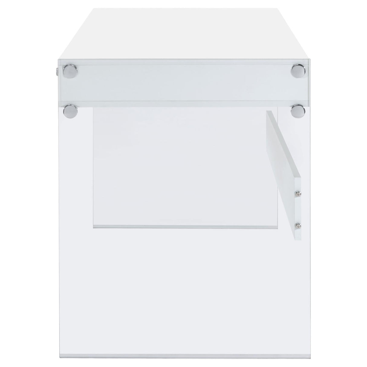 Dobrev Glossy White/Clear 2-Drawer Writing Desk