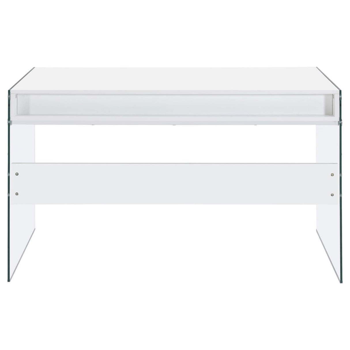 Dobrev Glossy White/Clear 2-Drawer Writing Desk