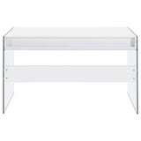 Dobrev Glossy White/Clear 2-Drawer Writing Desk