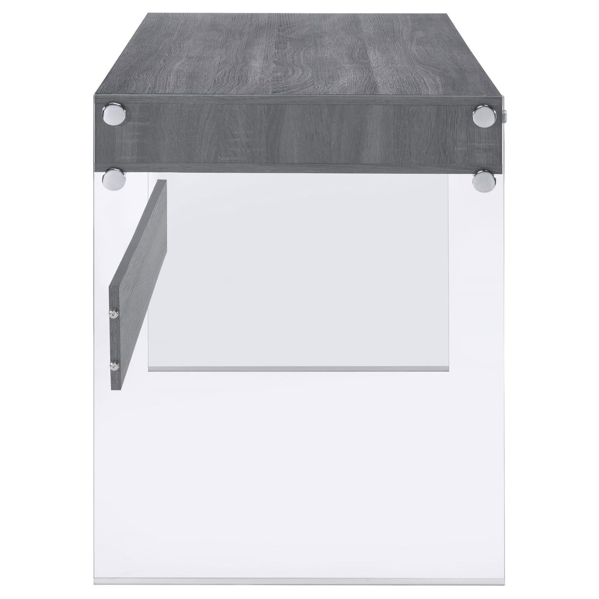 Dobrev Weathered Gray/Clear 2-Drawer Writing Desk