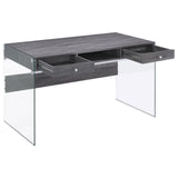 Dobrev Weathered Gray/Clear 2-Drawer Writing Desk