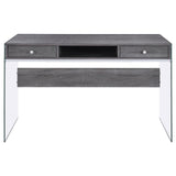 Dobrev Weathered Gray/Clear 2-Drawer Writing Desk